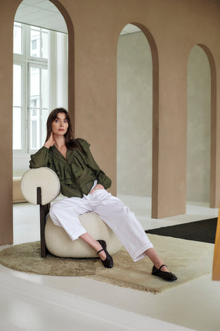 Martinez white barel jeans | Shiny White