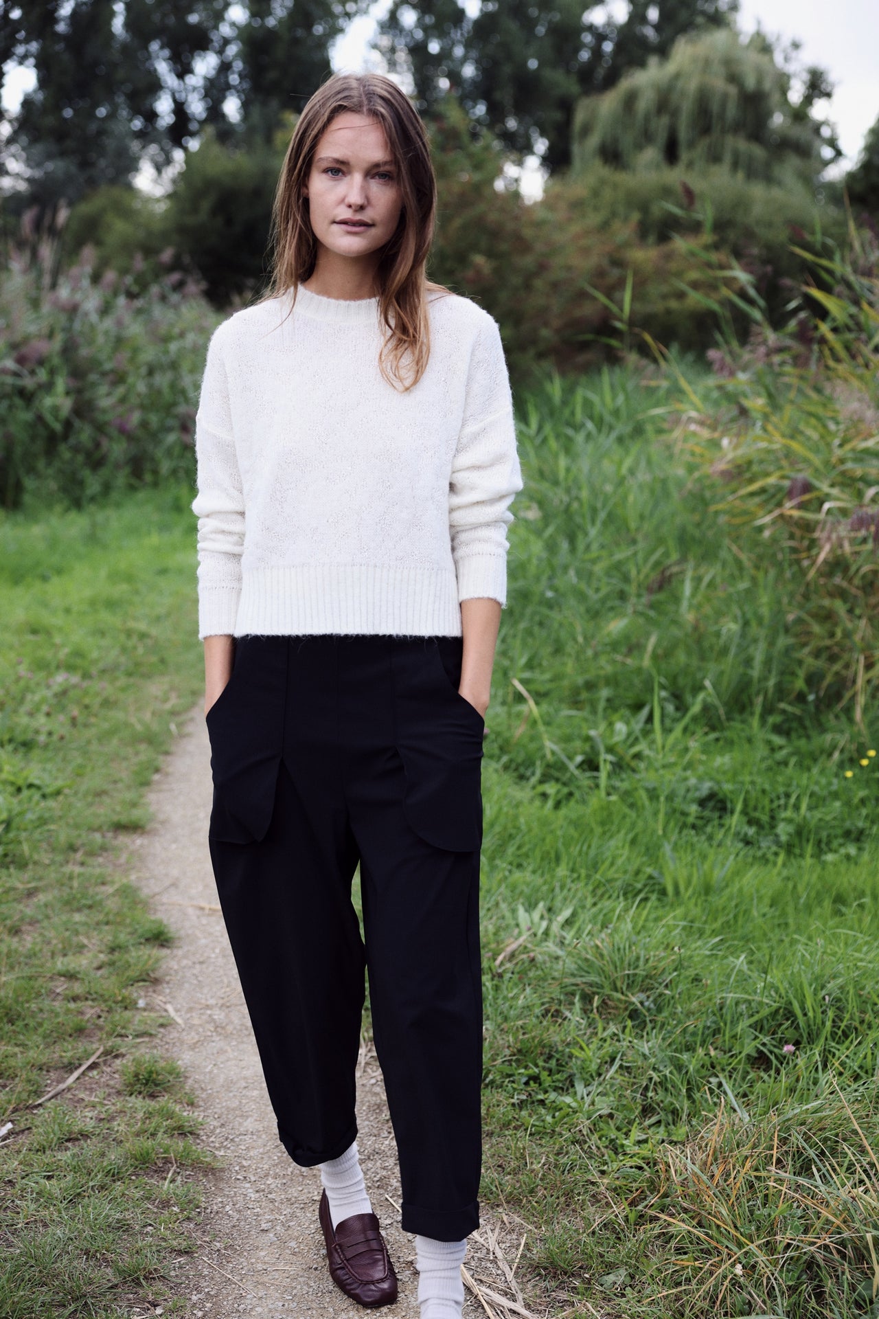 Pullover shiny alpaca H24423 | Ecru