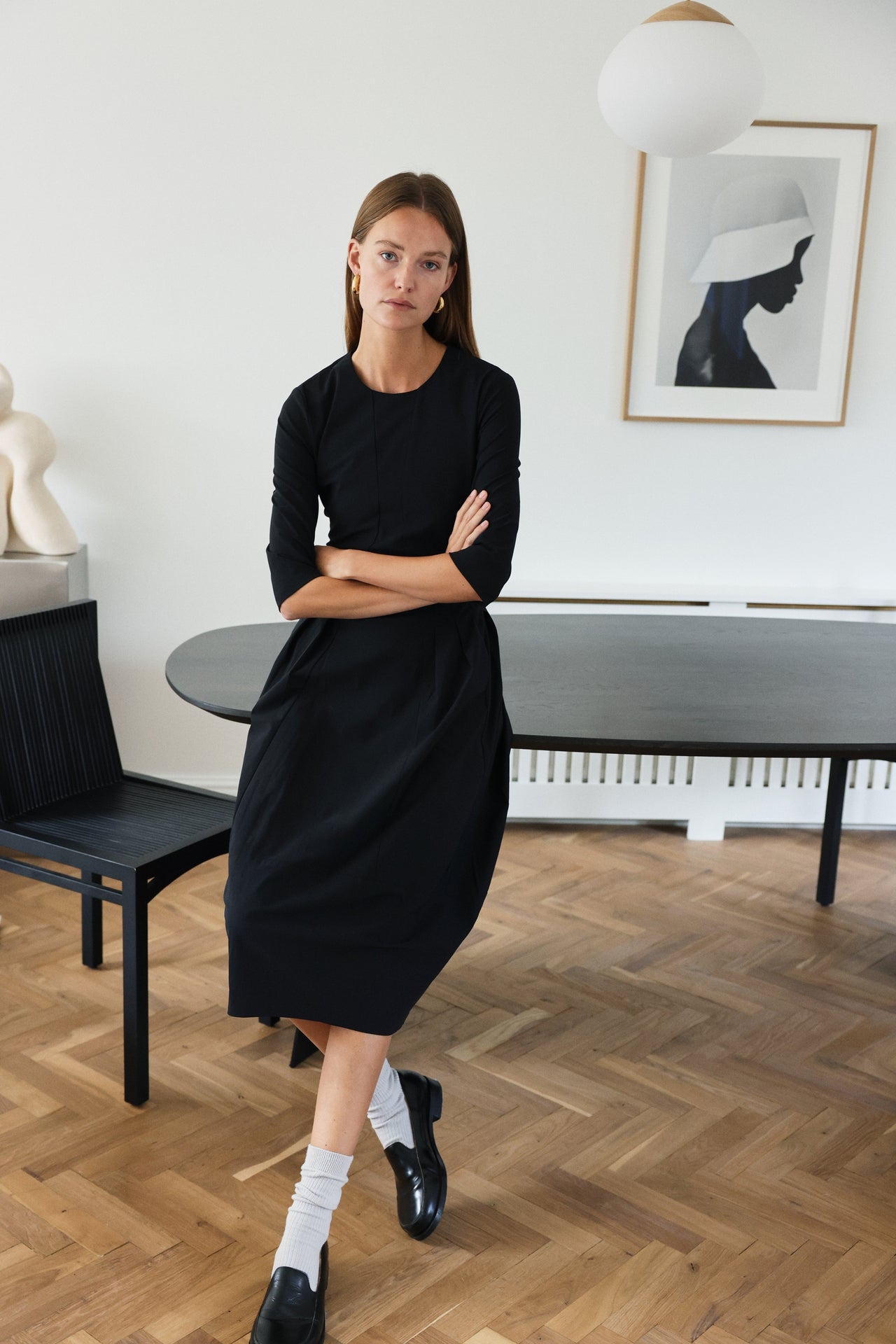 Heide tech jersay dress LS | Black