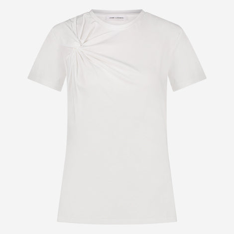 Cotton elastene knot t-shirt | White