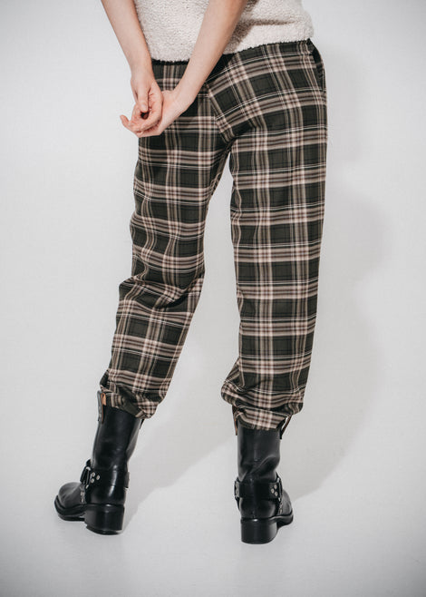Nicola check viscose pants | Green