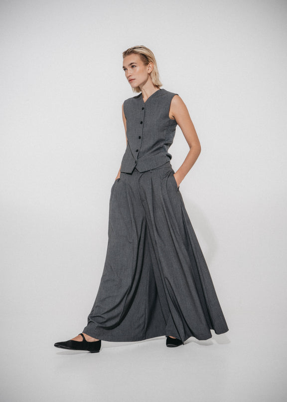 Coco pleated viscose pants | Grey