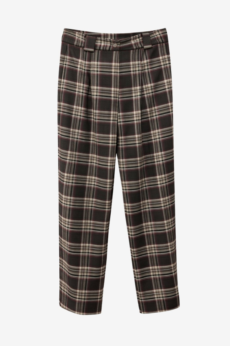 Nicola check viscose pants | Brown
