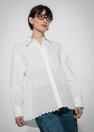 Noa embroidered cotton blouse | White