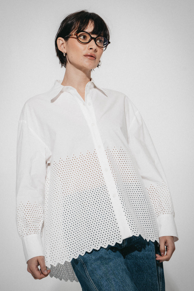 Noa embroidered cotton blouse | White