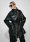 Noir eco leather coat | Black