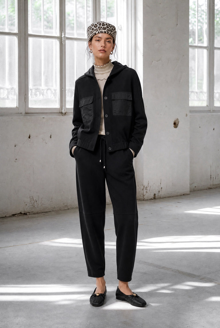Garda punto Milano hoodie jacket | Nero