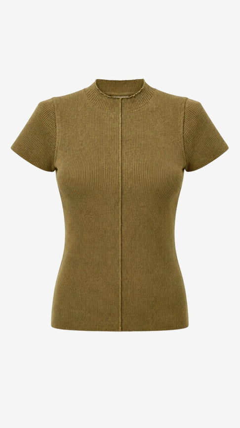 Rina rib knit top | Light Brown