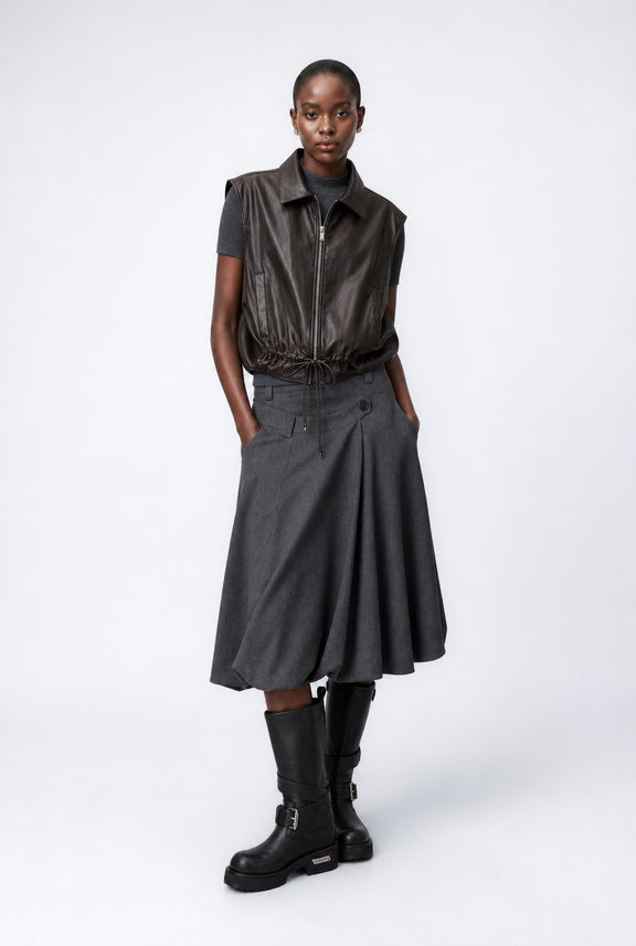 Tess viscose balloon skirt | Grey