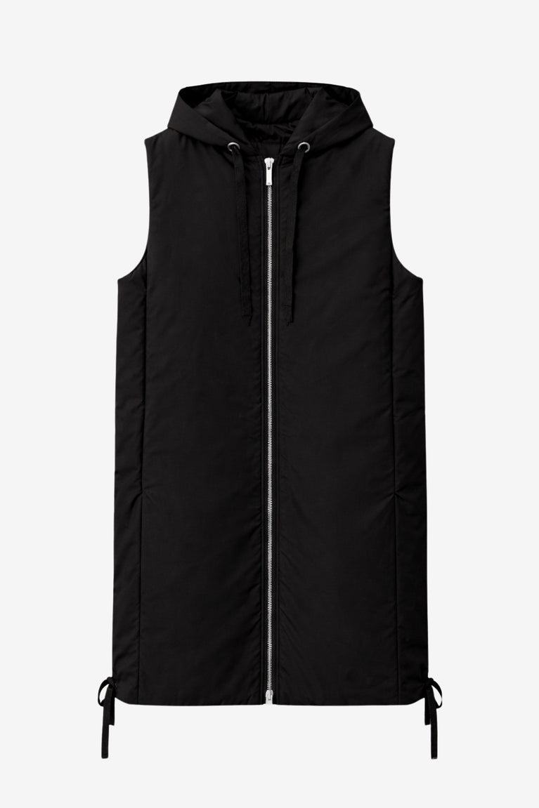 Ronchi long hoodie vest | Nero