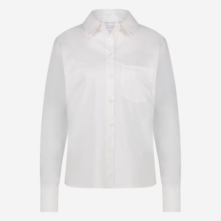 Santos poplin organza blouse | White