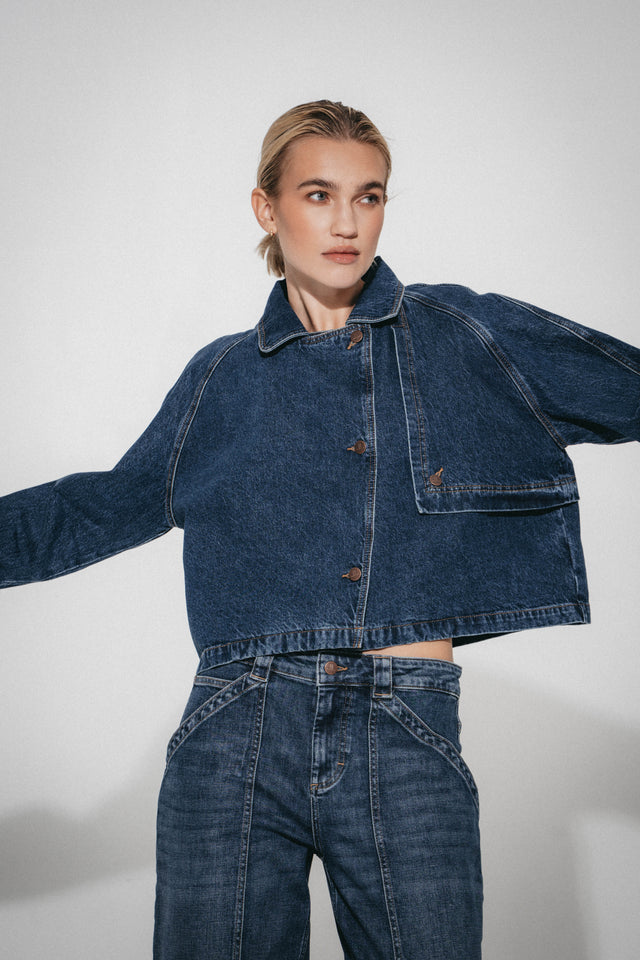 Sassy denim parcka jacket | Night Blue