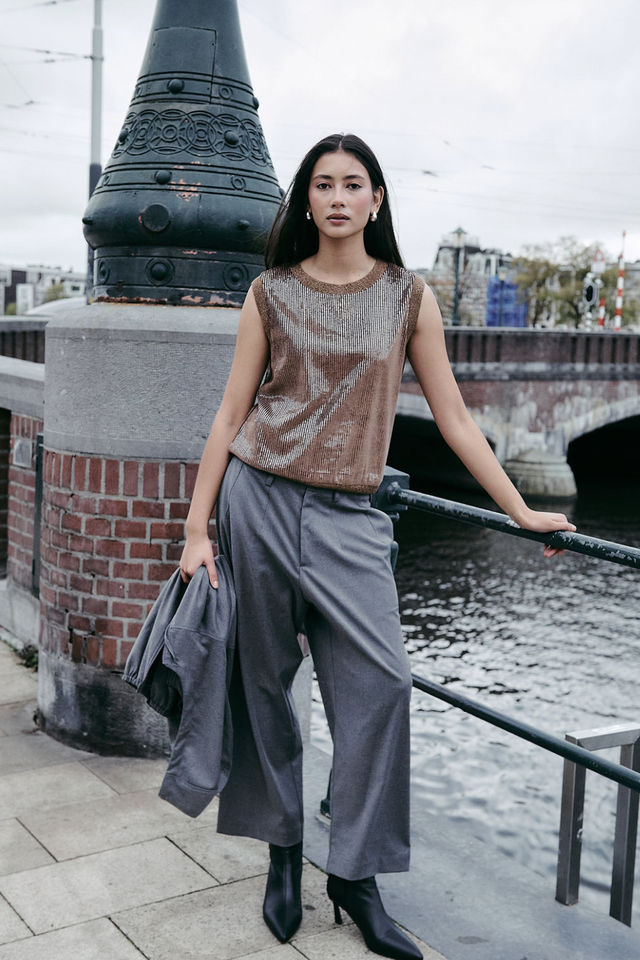 Pallino sequins top | Gold