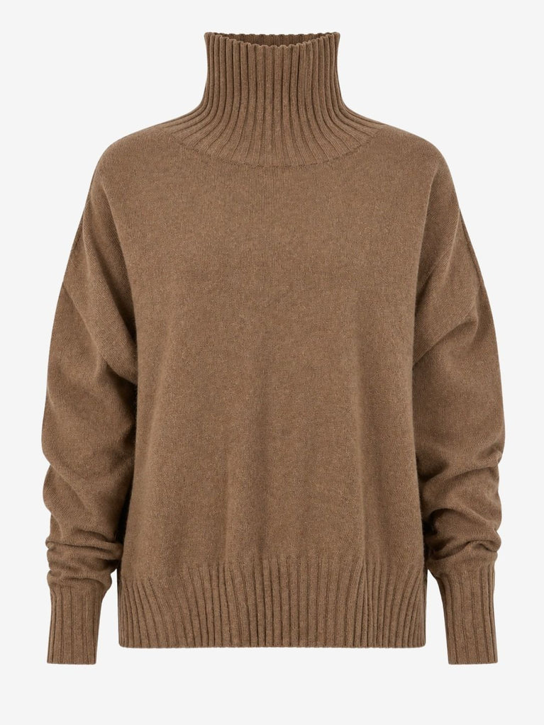 Cashmir wool polo pullover W1165 | Camel