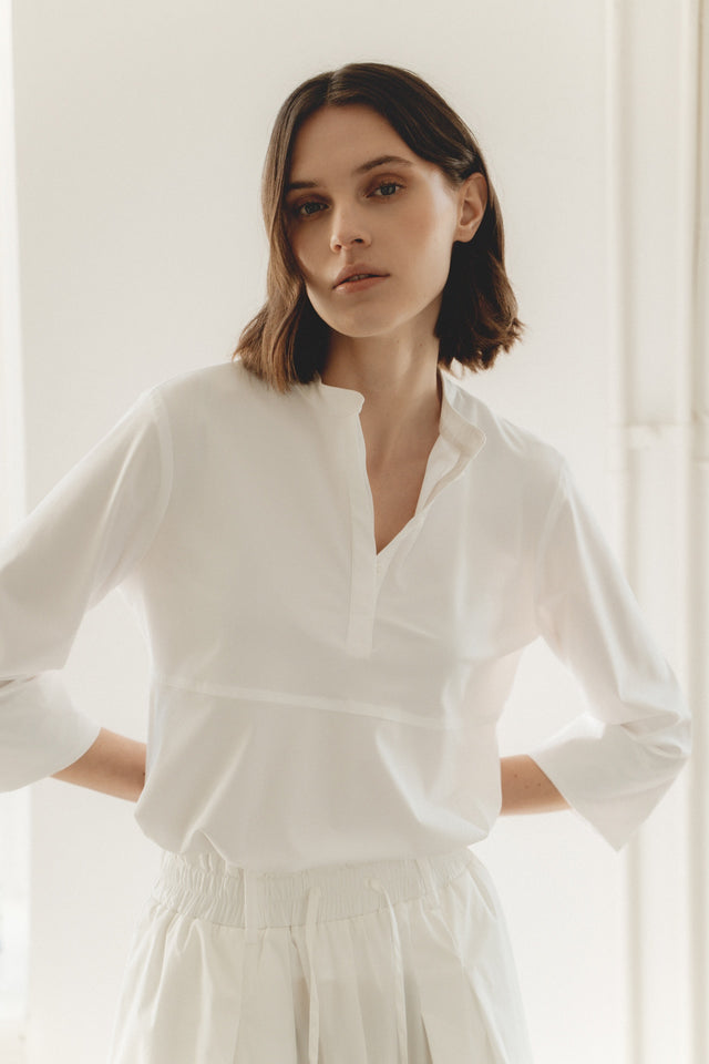 Damiana strech technical jersey top | White