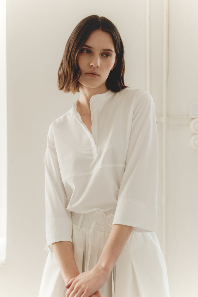 Damiana strech technical jersey top | White