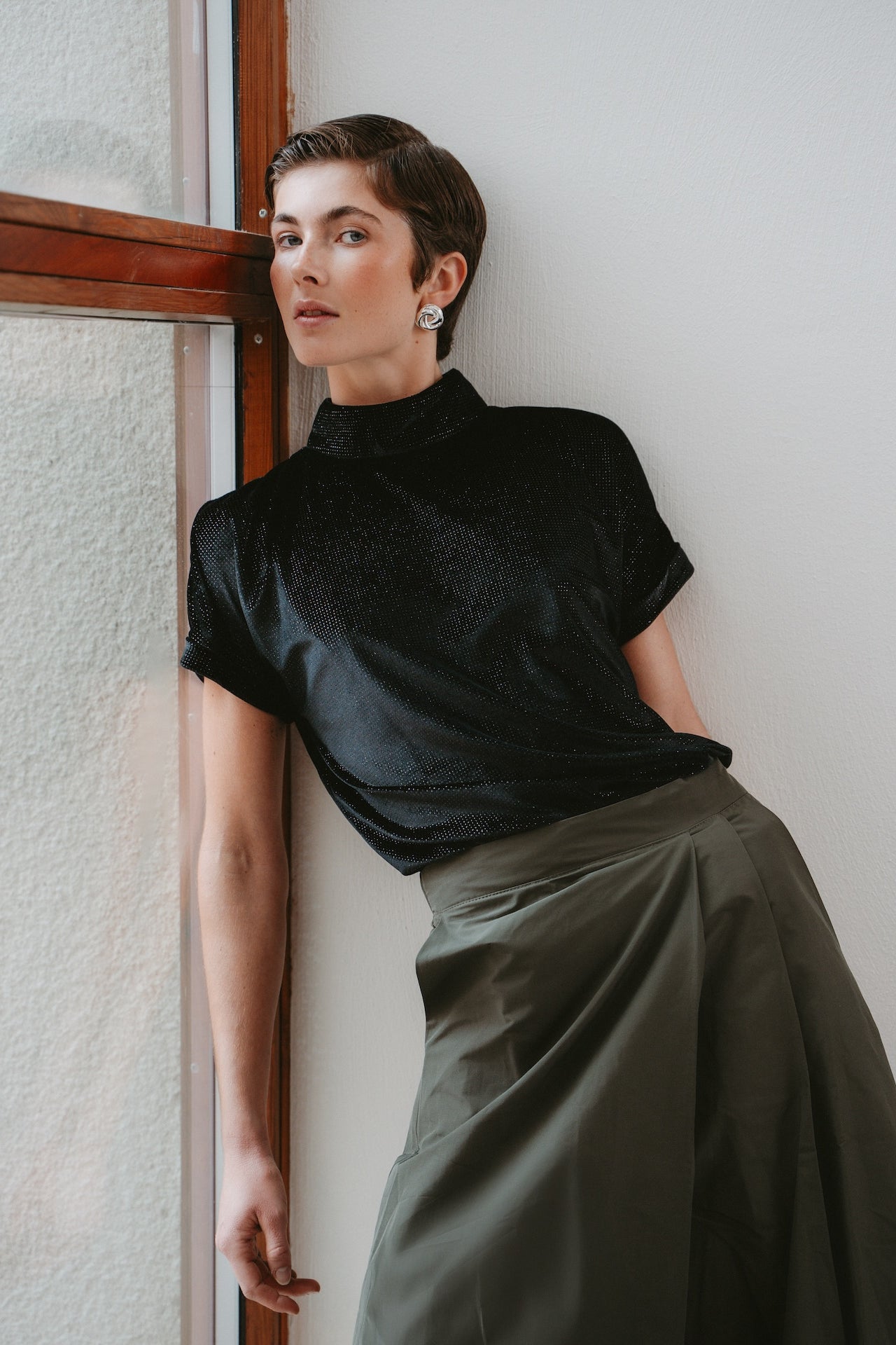 Rayan velvet top | Black shiny