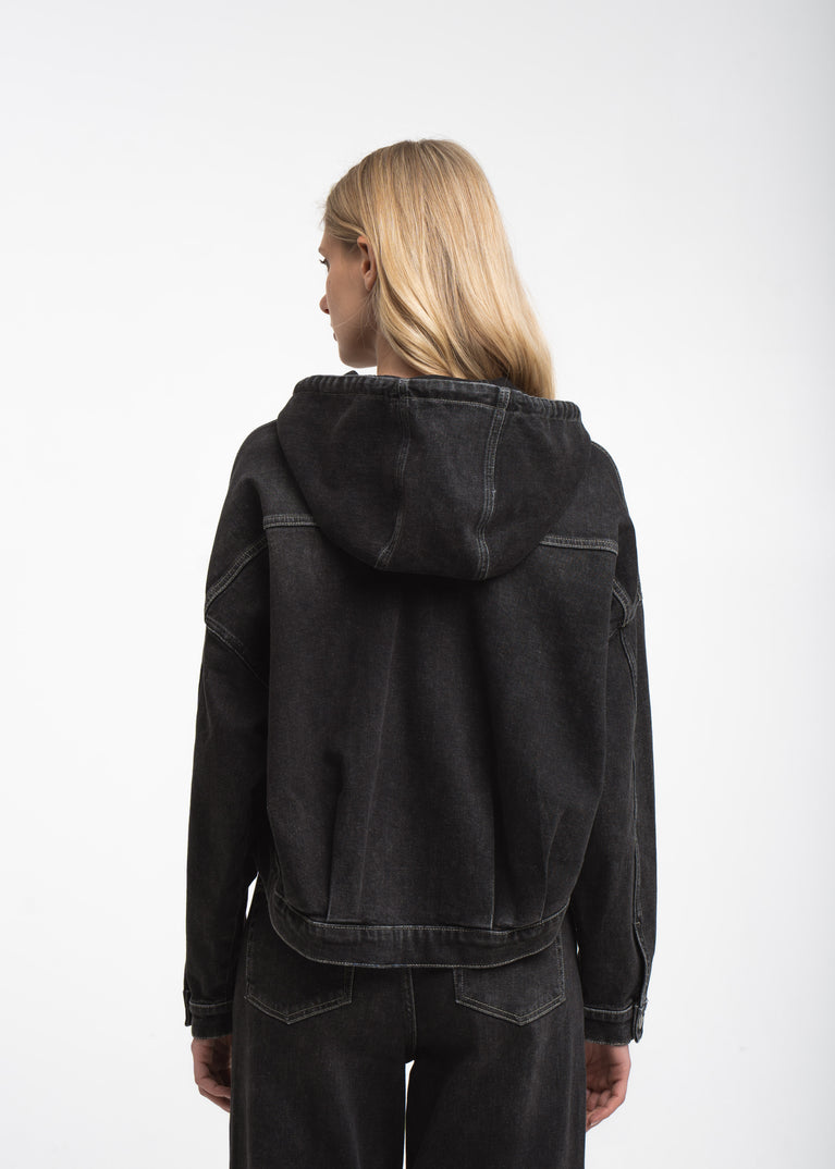 Jessie faded hood jacket | Faded Black