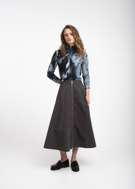 Bardolino taffeta zipper skirt | Grigio