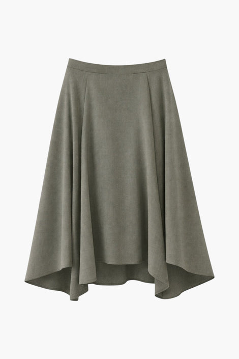 Marta asymmetrical viscose skirt | Green
