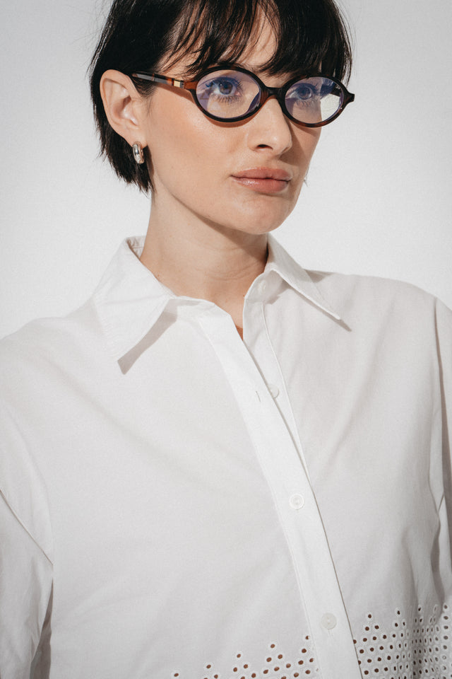Noa embroidered cotton blouse | White