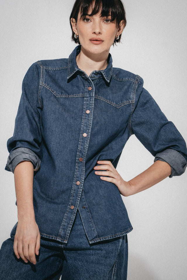 Western classic denim shirt | Medium Blue