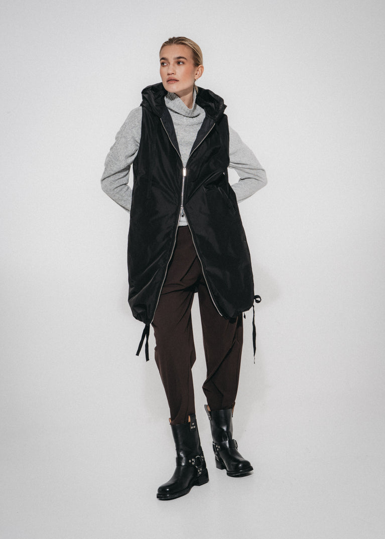 Ronchi long hoodie vest | Nero