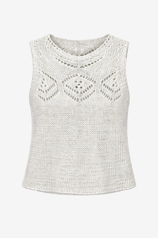 Sequined hole top 25052 | Ecru