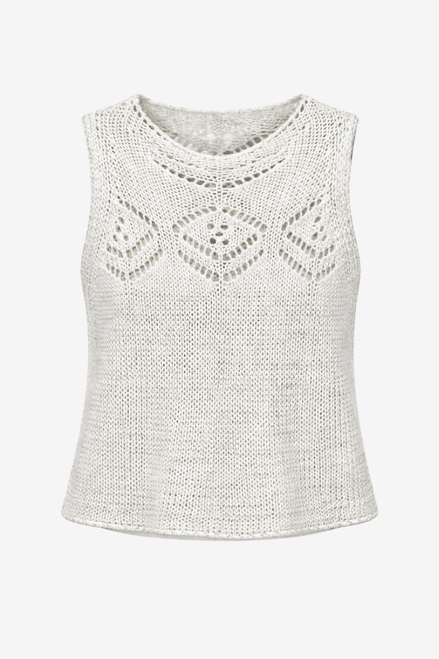 Sequined hole top 25052 | Ecru